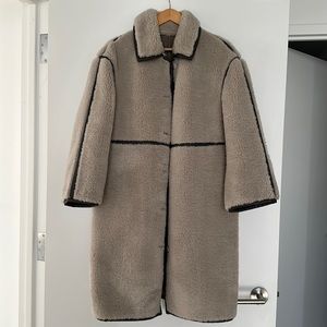 Something Navy Reversible Faux Shearling Coat Grey Combo